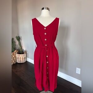 Universal Threads Midi Dress Linen Blend Spring/Summer Red Large NWTs